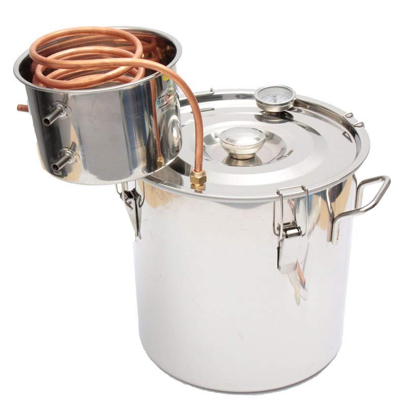 18L Stainless Steel Copper Moonshine Ethanol Alcohol Water Distiller Still Boiler House Home Brew Wine Bar DIY Making Tool