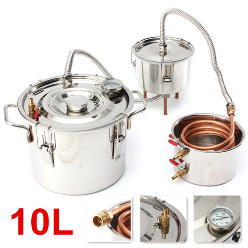 2 Gallon/10L DIY Home Alcohol Whisky Ethanol Water Cooper Distiller Cooler Moonshine Still Boiler Keg Spirits Water Brew Kit