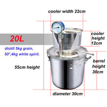 20L 35L New Home Stainless Moonshine Still Water Distiller Essential Oil Distillation Brandy White Spirit Wine Making Kits